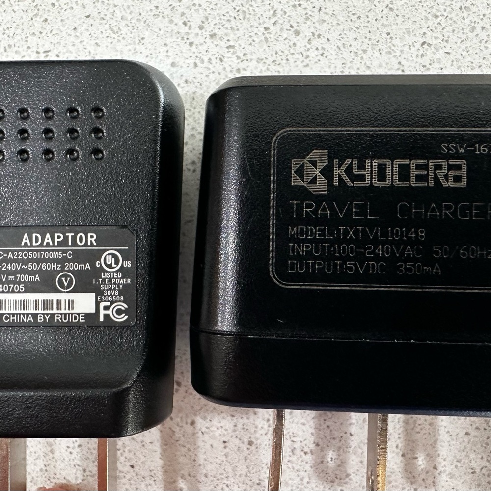 2 Micro USB Adapter-Chargers Input 100-240 Volts / Output 5 Volts .